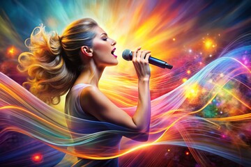 Ethereal Colorful Melodies: An Abstract Representation of a Singer's Voice in Motion Captured in Panoramic Photography for a Dreamlike Visual Experience