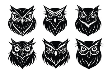 Set Of owl bird silhouette