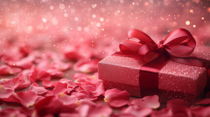 legant Valentine's Surprise with Red Satin Ribbon and Fairy Lights