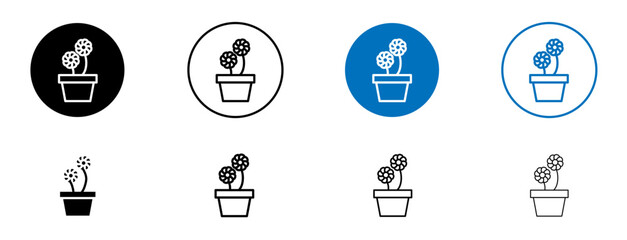 Flowerpot icon set in black and blue colors