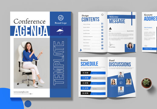 Conference of Agenda Template With Blue Color