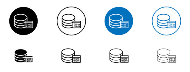 Master data icon set in black and blue colors