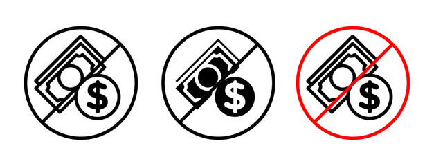 No money sign vector set