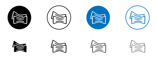 Pasta icon set in black and blue colors