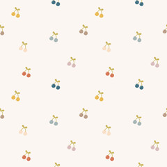 Cherry colorful cartoon so cute. Fabric for kid. Pattern seamless vector illustration. 
