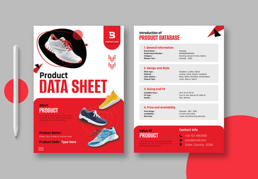 Professional Product Data Sheet Template Layout