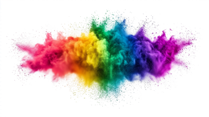 abstract colorful powder splatter dust explosion isolated on white background paint