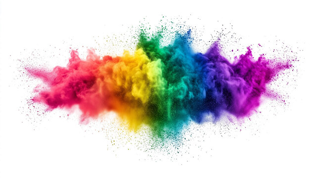 abstract colorful powder splatter dust explosion isolated on white background paint