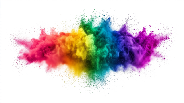 abstract colorful powder splatter dust explosion isolated on white background paint