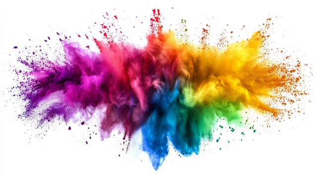 abstract colorful powder splatter dust explosion isolated on white background paint