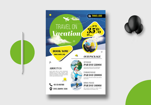 Winter Travel on Vacation Flyer Template