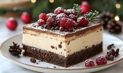 Festive Christmas plates adorned with holiday desserts and cakes