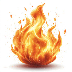 Fire flames isolated on white background rendered
