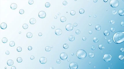 A serene blue background adorned with translucent water droplets creating a fresh, clean atmosphere.