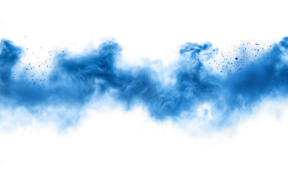 abstract blue powder splatter dust explosion isolated on white background paint