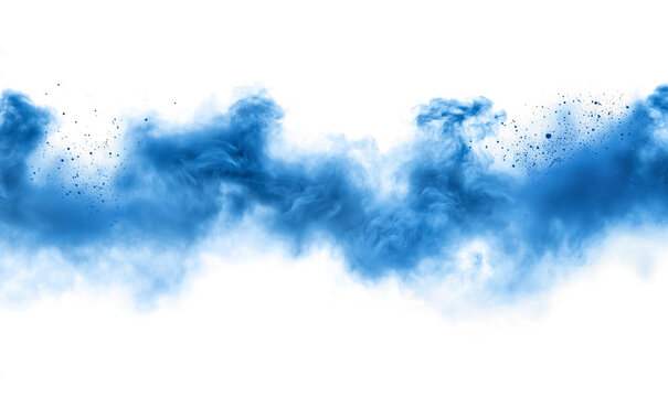 abstract blue powder splatter dust explosion isolated on white background paint