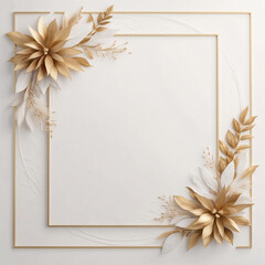 Opulent Golden Floral Frame with Lush Flower Embellishments for Stunning Wedding Invitations and Stationery
