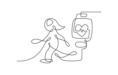 Woman Blood Dropperful One Single Line Drawing. Vector Illustration of Continuous Monoline Sign Illustration. Linear Art.