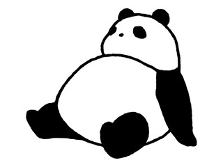 お腹が出ているパンダ　ゆるい手描き