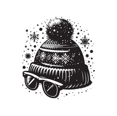 snow hat silhouette vector illustration