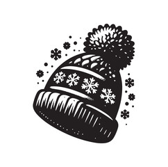 snow hat silhouette vector illustration
