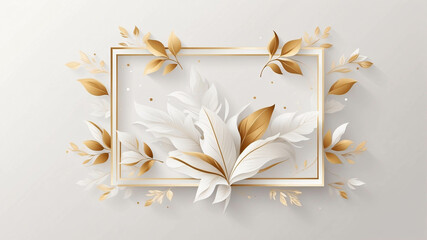 Elegant Golden Floral Frame with Radiant Flower Accents for Wedding Invitations and Event Stationery