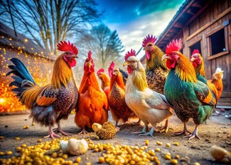 Fun & Fancy Chickens: Delightful Poultry Photography -  Adorable Chickens, Colorful Feathers, Farm Animals, Chicken Photoshoot