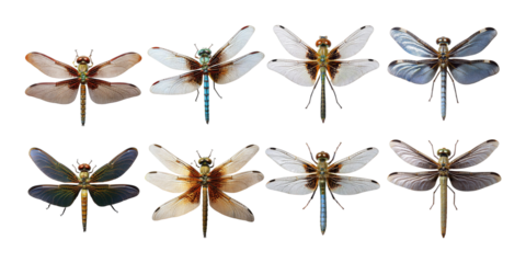 Colorful Insects in Display Arrangement, PNG collection, set bundle, isolate on transparent or white background