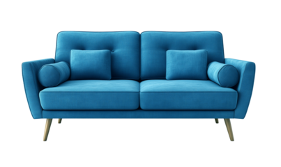Modern minimalist blue furniture sofa home interior isolated on white background