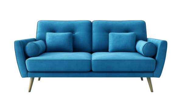 Modern minimalist blue furniture sofa home interior isolated on white background