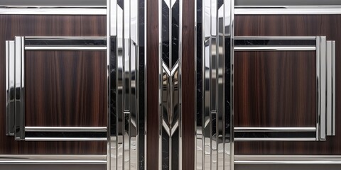 Obraz premium Luxury Modern Wood Metal Wall Paneling with Chrome Accents
