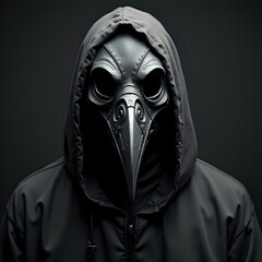 Dark and Mysterious Plague Doctor Mask with Metallic Details