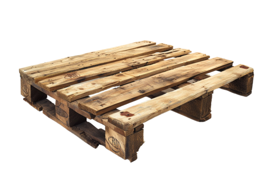 An Isolated Wooden Pallet, Set Against a Transparent Background, Ideal for Industrial, Shipping, or Rustic-Themed Designs