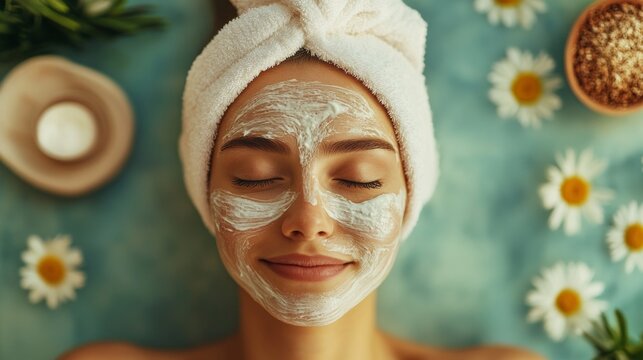 A woman applying a facial mask, highlighting her commitment to skincare and personal wellness. - Powered by Adobe