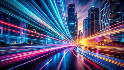 Fototapeta premium Futuristic Long Exposure Technology Background with Dynamic Light Trails and Abstract Patterns for Seamless Looping Visuals in Digital Environments