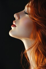 Fototapeta premium Redhead Woman Profile Serene Peaceful Pose