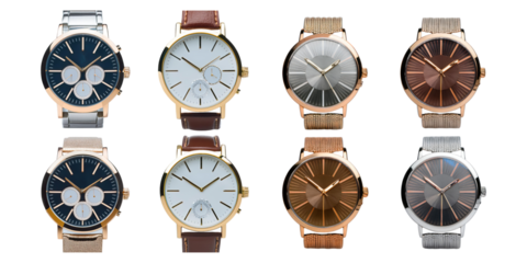 Elegant Collection of Classic Wrist Watches, PNG set collection, isolated on transparent background