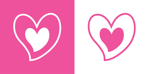 Logo con corazón concéntrico con líneas y relleno para tarjetas y felicitaciones de San Valentín © teracreonte