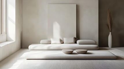 Serene Minimalist Living Room with Neutral Tones