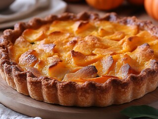Delicious Golden Pumpkin Tart Autumn Dessert Treat