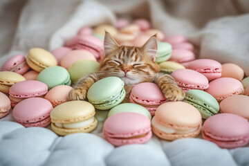 Obraz premium Kitten and Macarons