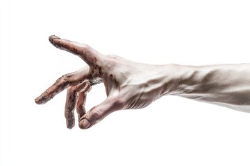 Isolated Dirty Hand Symbolizing Manual Labor with Muddy, Rough, and Unclean Features on a White Background