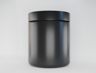 Black jar for packaging design on white background isolated 3d render