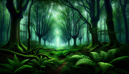 An image of a beautiful magic forest landscape