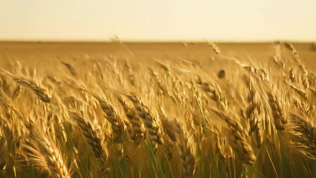 Camera captures a timelapse to reveal golden wheat field texture with flowing, wavy patterns