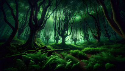 An image of a beautiful magic forest landscape