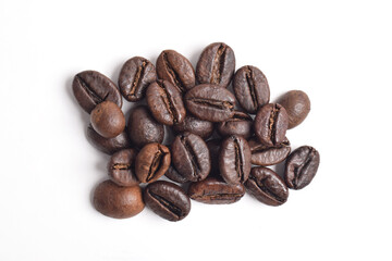 Fototapeta premium Top view of Coffee beans Coffee beans isolated on white background