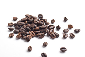 Fresh Roasted Coffee Beans Isolated On White Background