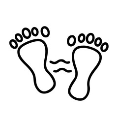 footprints in the sand icon, flip flop day, line art, flip flop icon - simple black line art icon of footprints in the sand, symbolizing flip flop day celebrations. flip flop vector art.