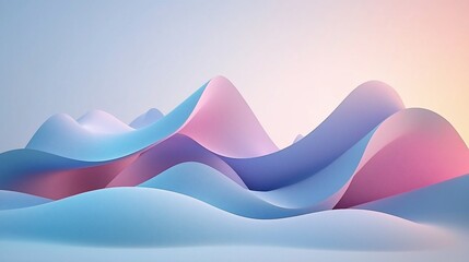 Abstract pastel landscape with flowing, wavy hills.